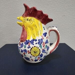 Italian pottery creamer pitcher chicken rooster ceramic